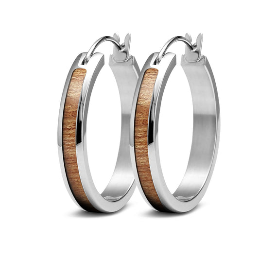 Gum Burl 25mm Hoop Earrings Stainless Steel