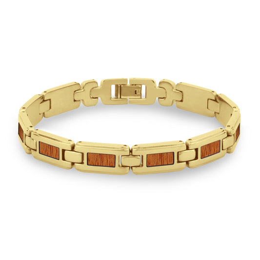 Gum Burl Yellow Gold Ladies Link Bracelet