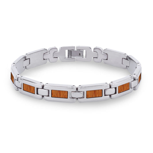 Gum Burl Stainless Steel Link Bracelet Men's Bracelet