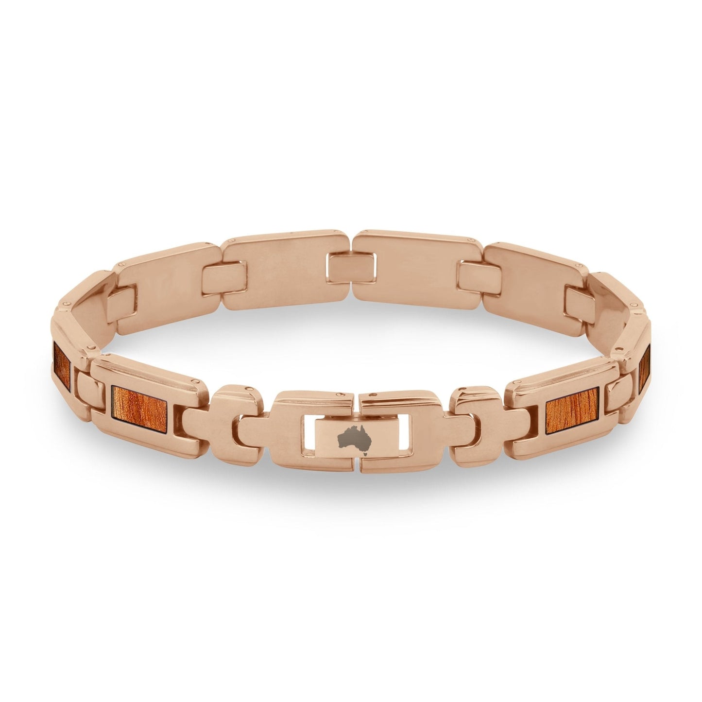 Gum Burl Rose Gold Link Bracelet Men's - Gum Burl