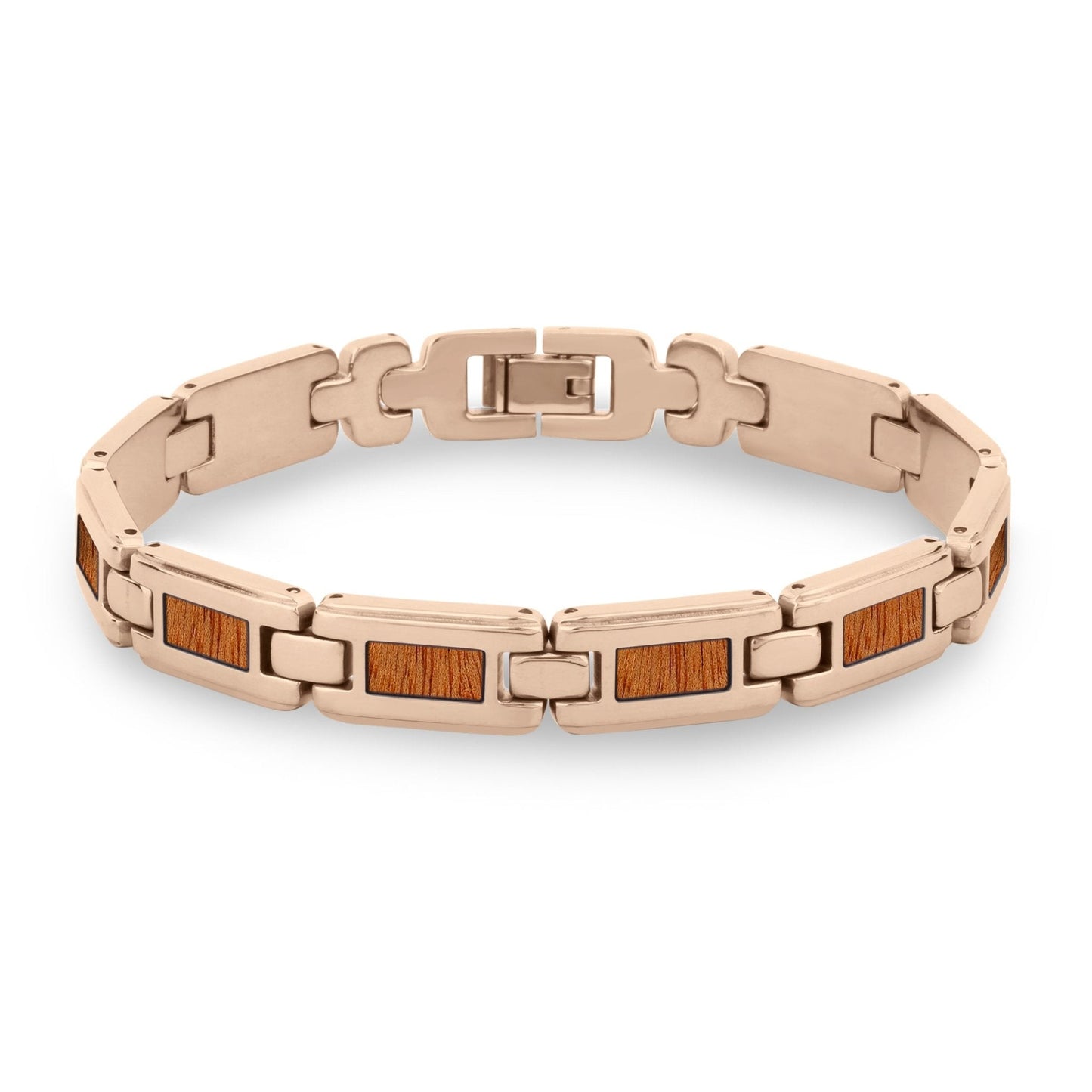 Gum Burl Rose Gold Link Bracelet Men's - Gum Burl