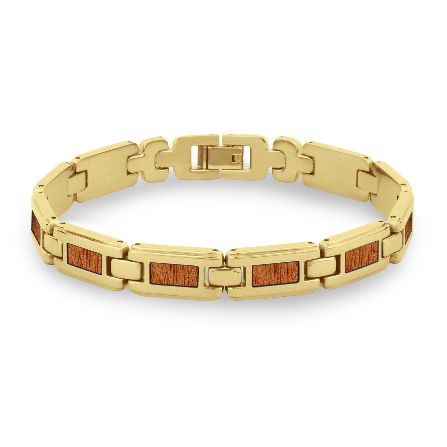 Gum Burl Yellow Gold Link Bracelet Men's