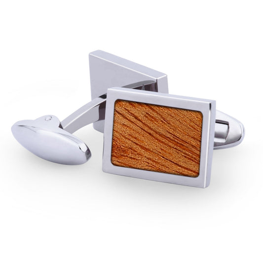 Gum Burl Stainless Steel Rectangular Cufflinks
