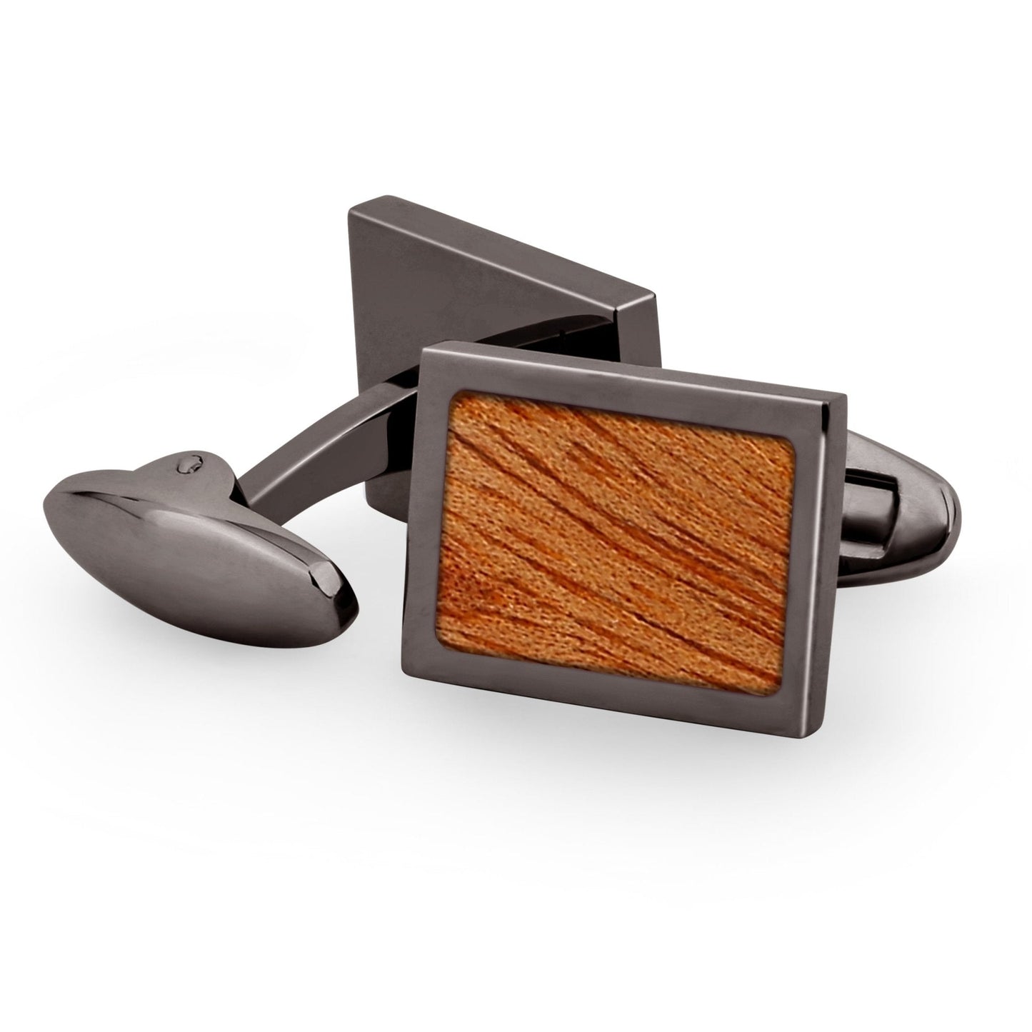 Gum Burl Gunmetal Rectangular Cufflinks