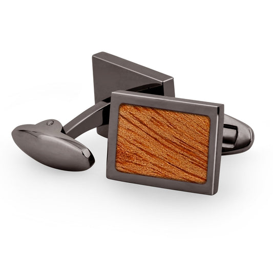 Gum Burl Gunmetal Rectangular Cufflinks
