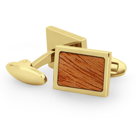 Gum Burl Yellow Gold Rectangular Cufflinks