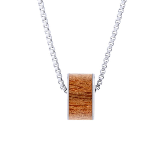 Gum Burl Wide Barrel Stainless Steel Barrel Bead Pendant