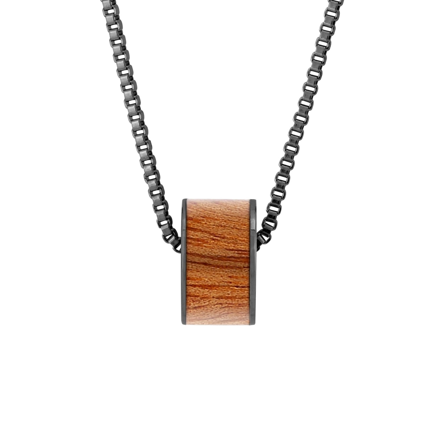 Gum Burl Gunmetal Wide Barrel Bead Pendant