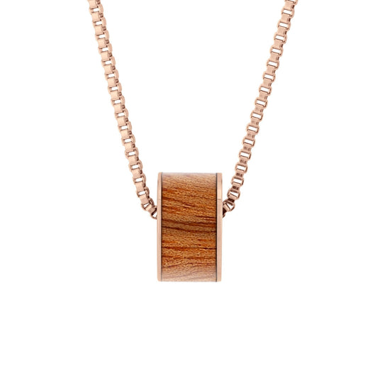 Gum Burl Rose Gold Wide Barrel Bead Pendant