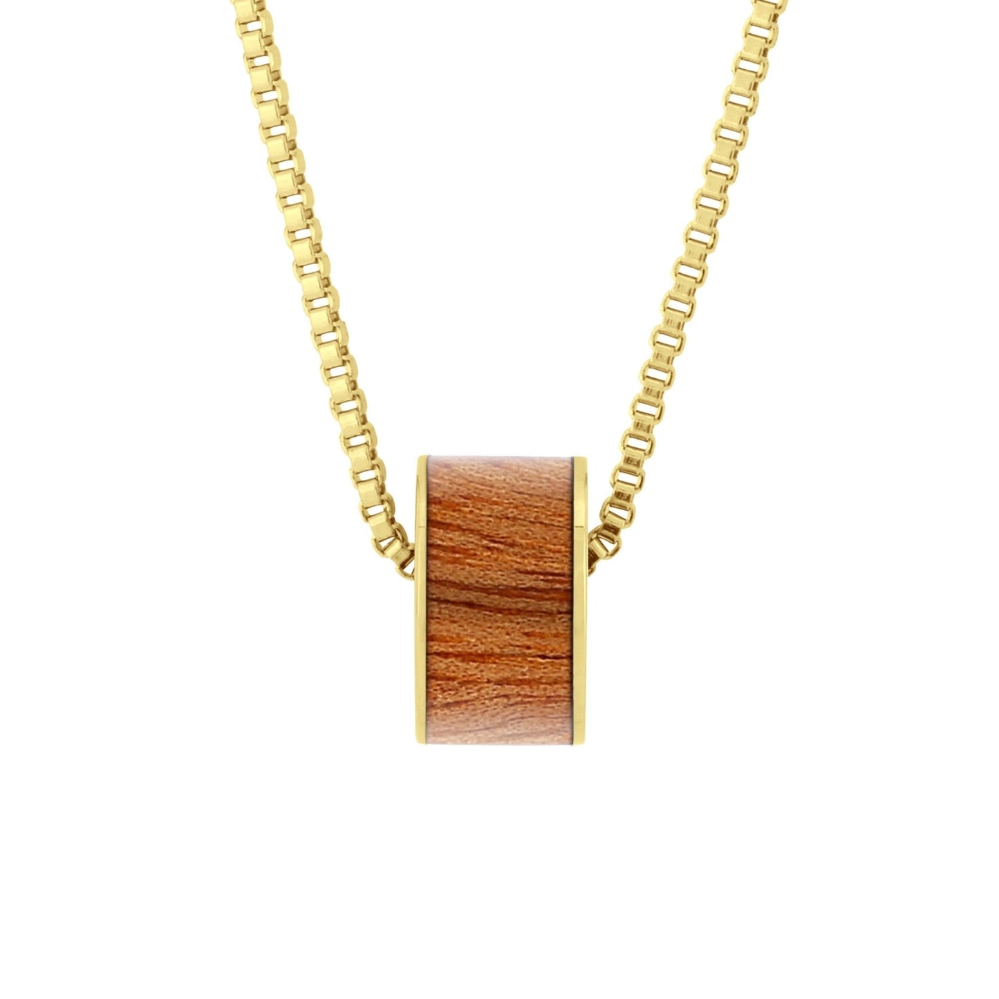 Gum Burl Yellow Gold Wide Barrel Bead Pendant