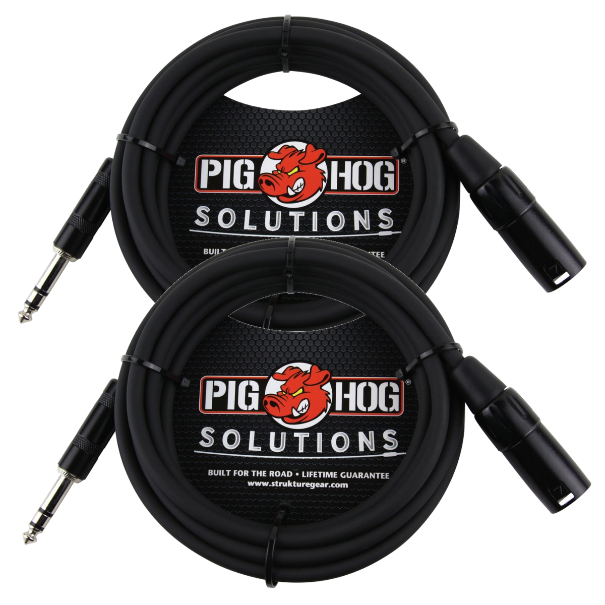 25ft TRS(M)-XLR(M) Balanced Cable 2 Pack Pig Hog Solutions