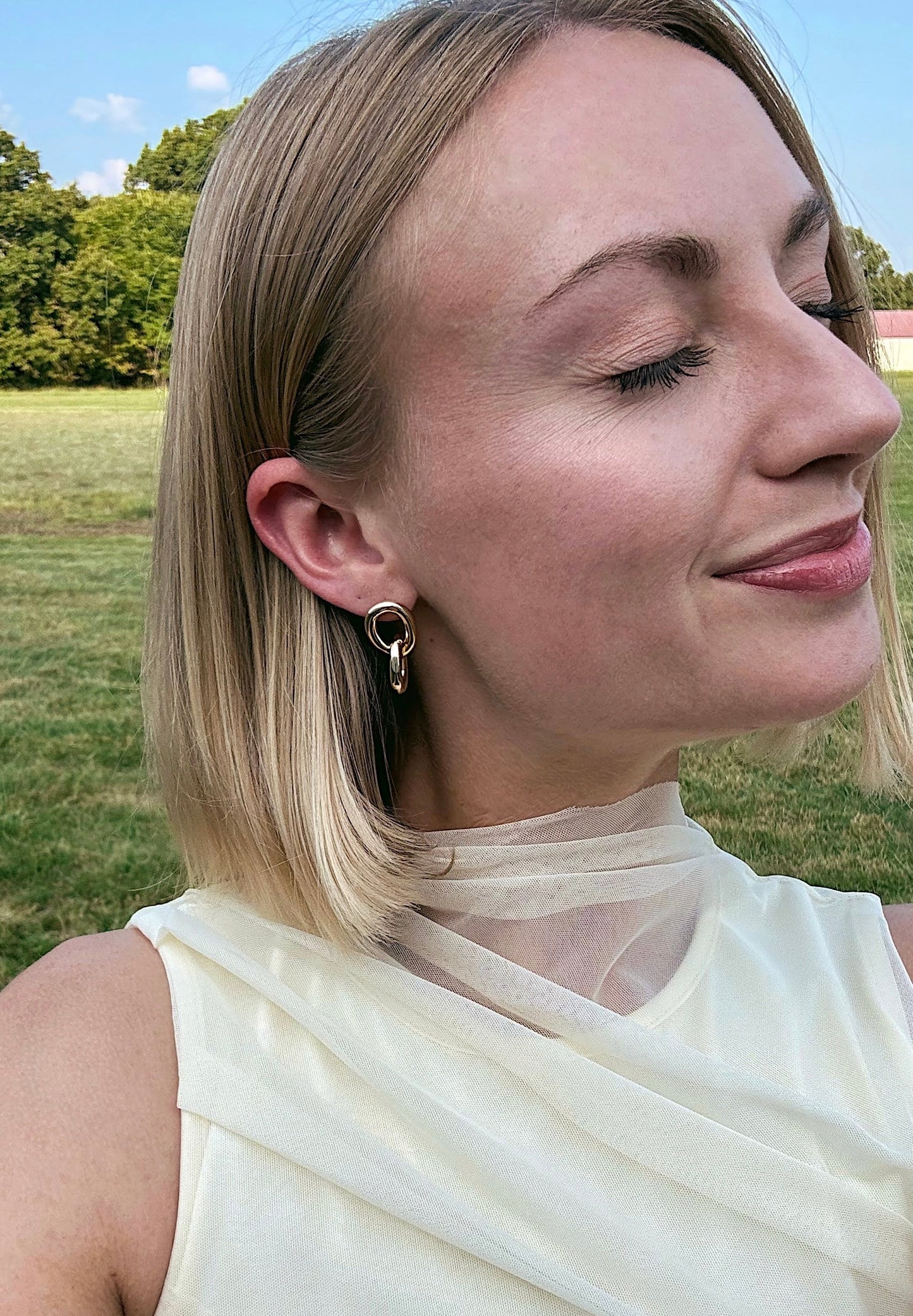 Gold Chain Link Clara Earrings 18k Gold Over Brass The First Layer