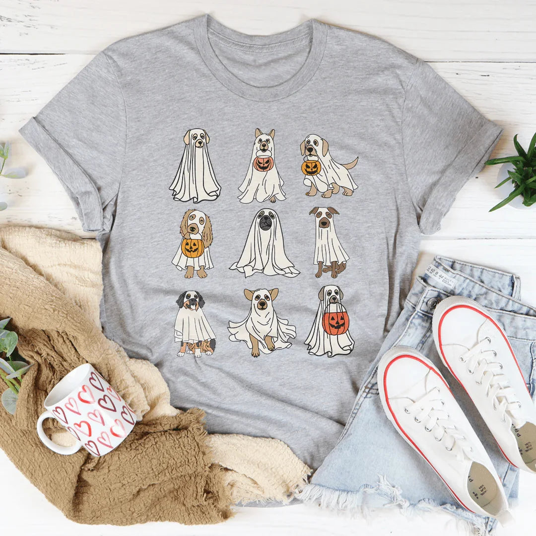 Halloween Ghost Dogs Tee Ultra-Soft T-Shirt Peachy Sunday