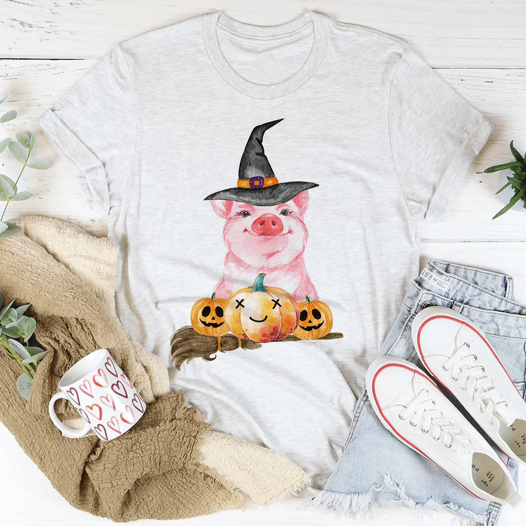 Halloween Pig Soft Cotton Tee Peachy Sunday