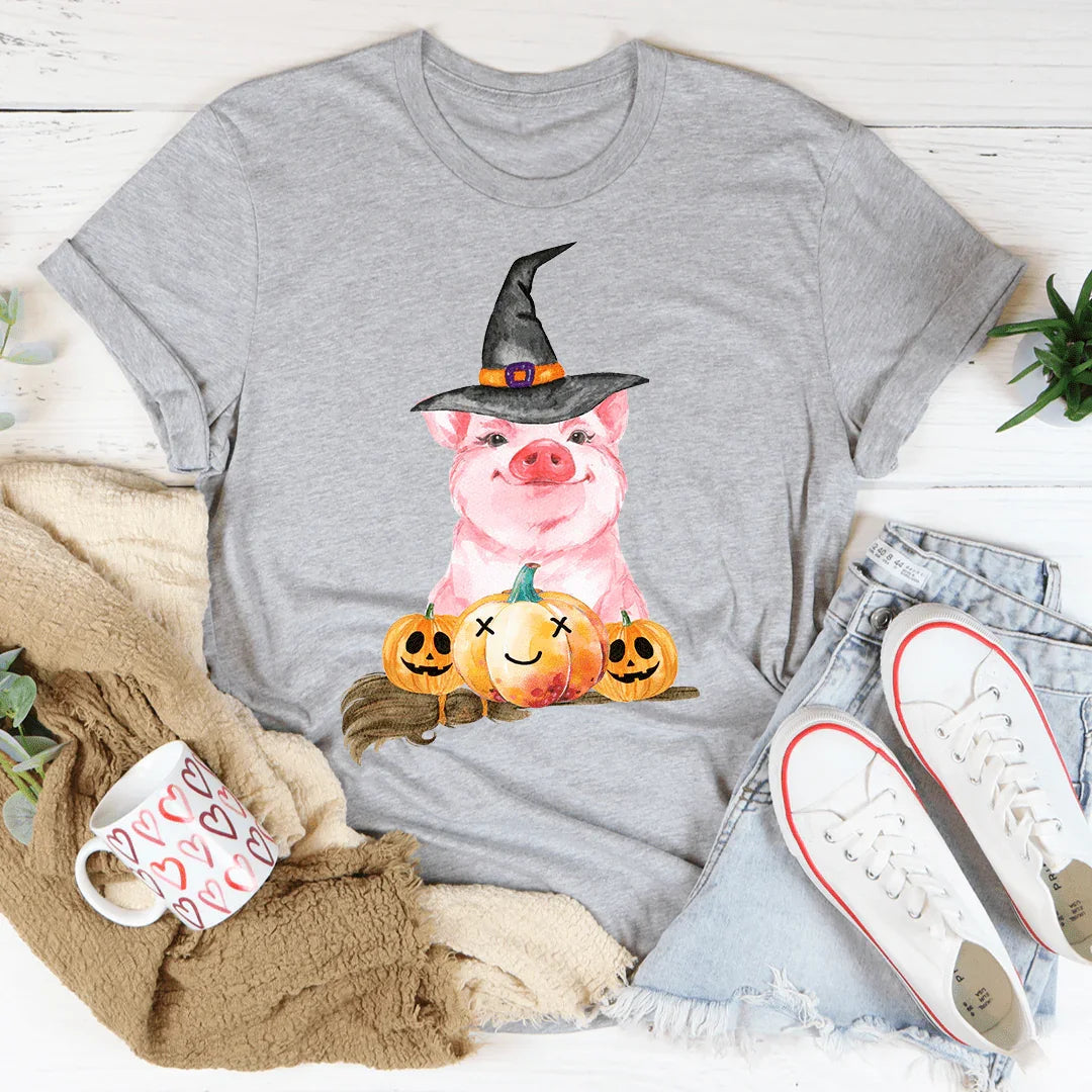 Halloween Pig Soft Cotton Tee Peachy Sunday