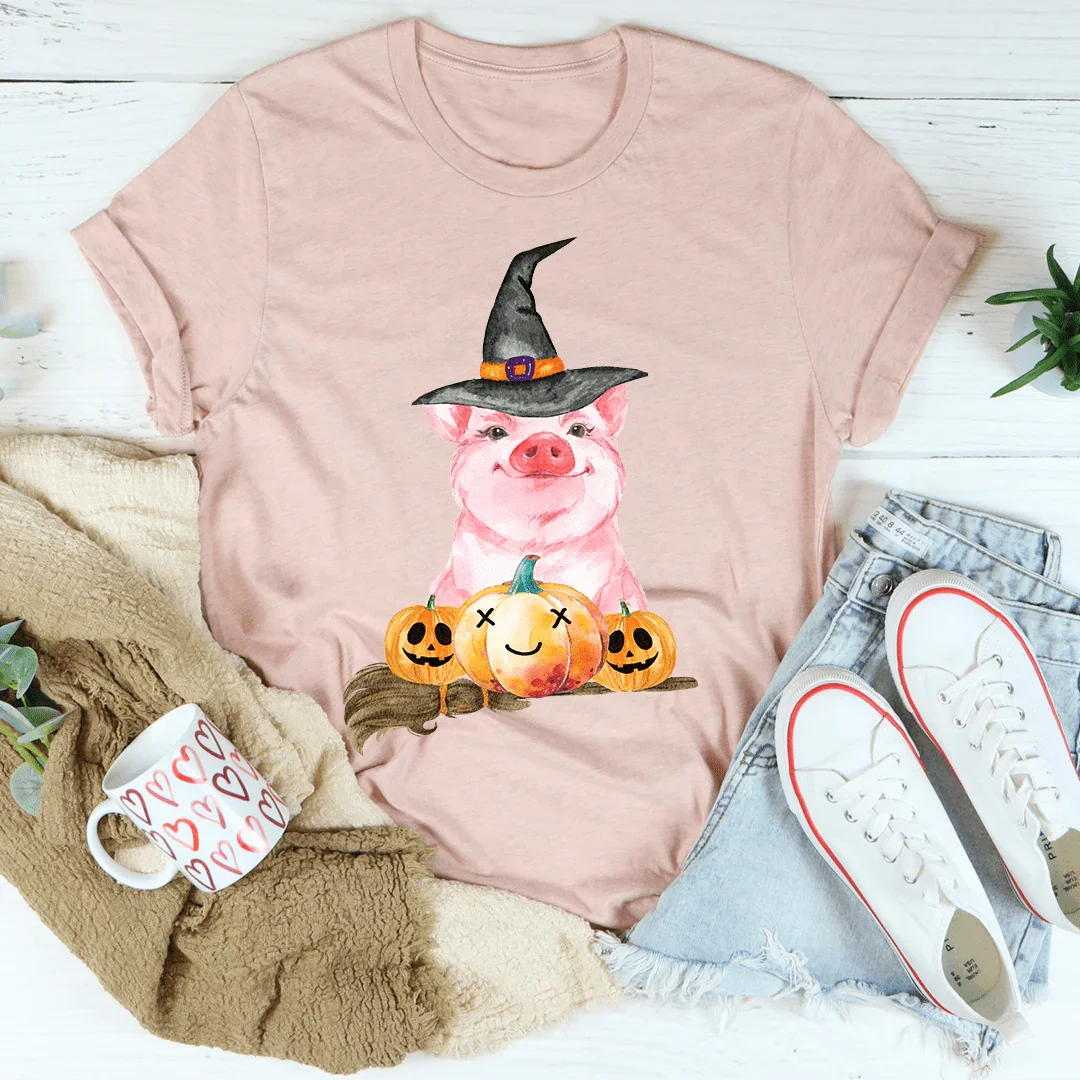 Halloween Pig Soft Cotton Tee Peachy Sunday