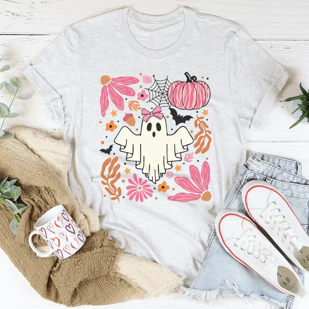 Halloween Pink Ghost T-Shirt Ultra Soft Tee Peachy Sunday