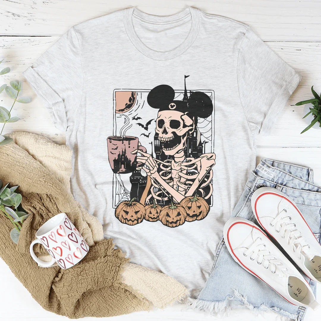 Halloween Skeleton Mouse Ears Tee Soft Cotton Shirt Peachy Sunday
