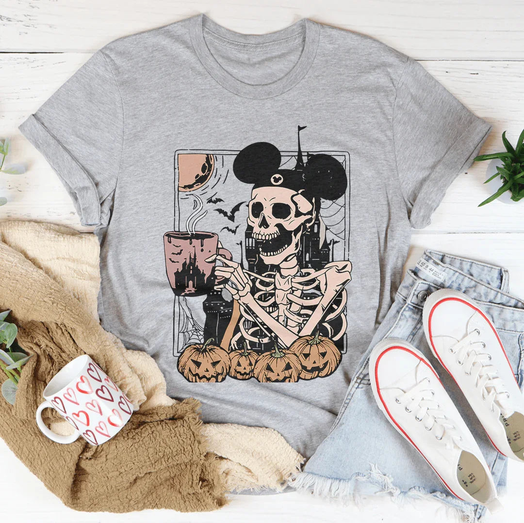 Halloween Skeleton Mouse Ears Tee Soft Cotton Shirt Peachy Sunday