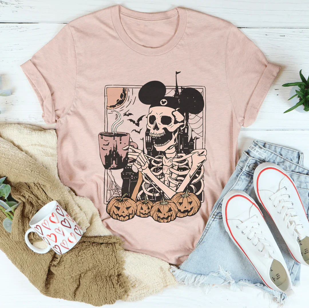Halloween Skeleton Mouse Ears Tee Soft Cotton Shirt Peachy Sunday