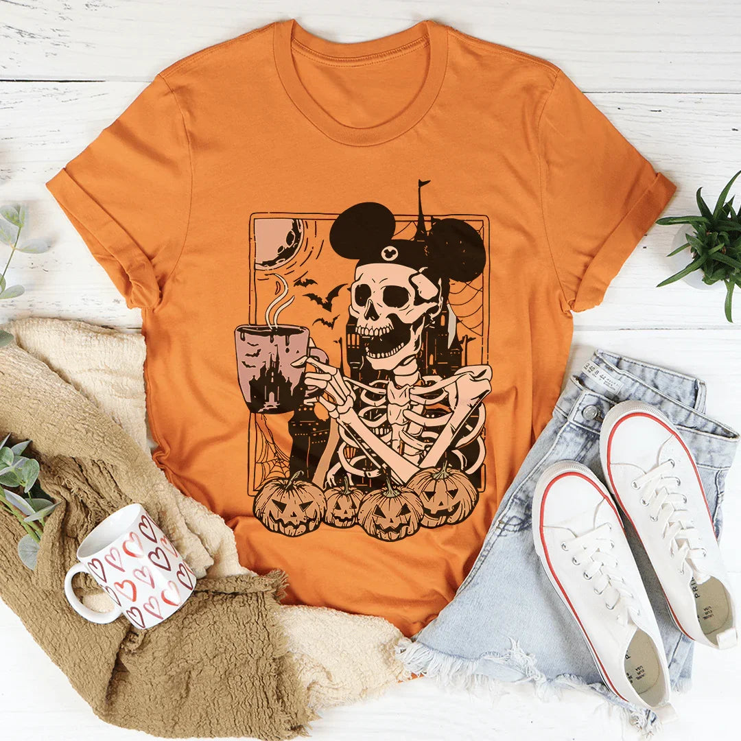 Halloween Skeleton Mouse Ears Tee Soft Cotton Shirt Peachy Sunday