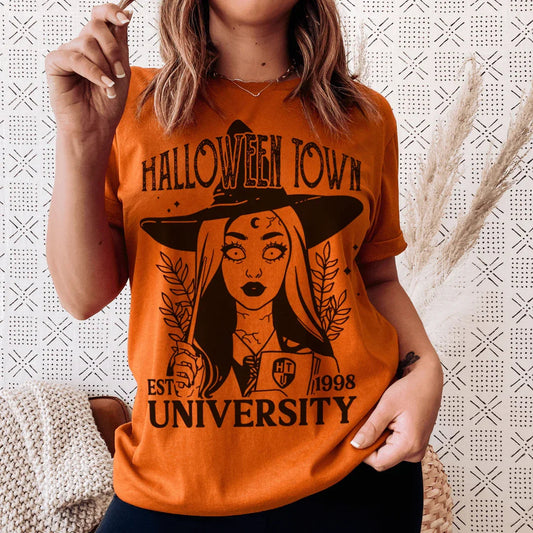 Halloween Town University Tee Soft Lightweight T-Shirt Peachy Sunday
