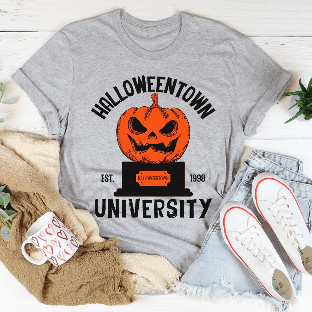 Halloween University Tee Soft Lightweight Cotton T-shirt Peachy Sunday