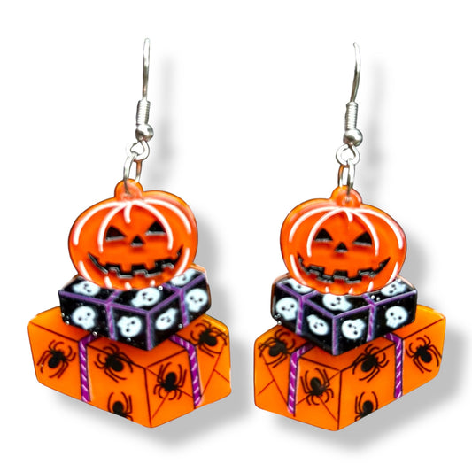Halloween Happy Mail Acrylic Earrings 50's Vintage Dame x Lipstick & Chrome