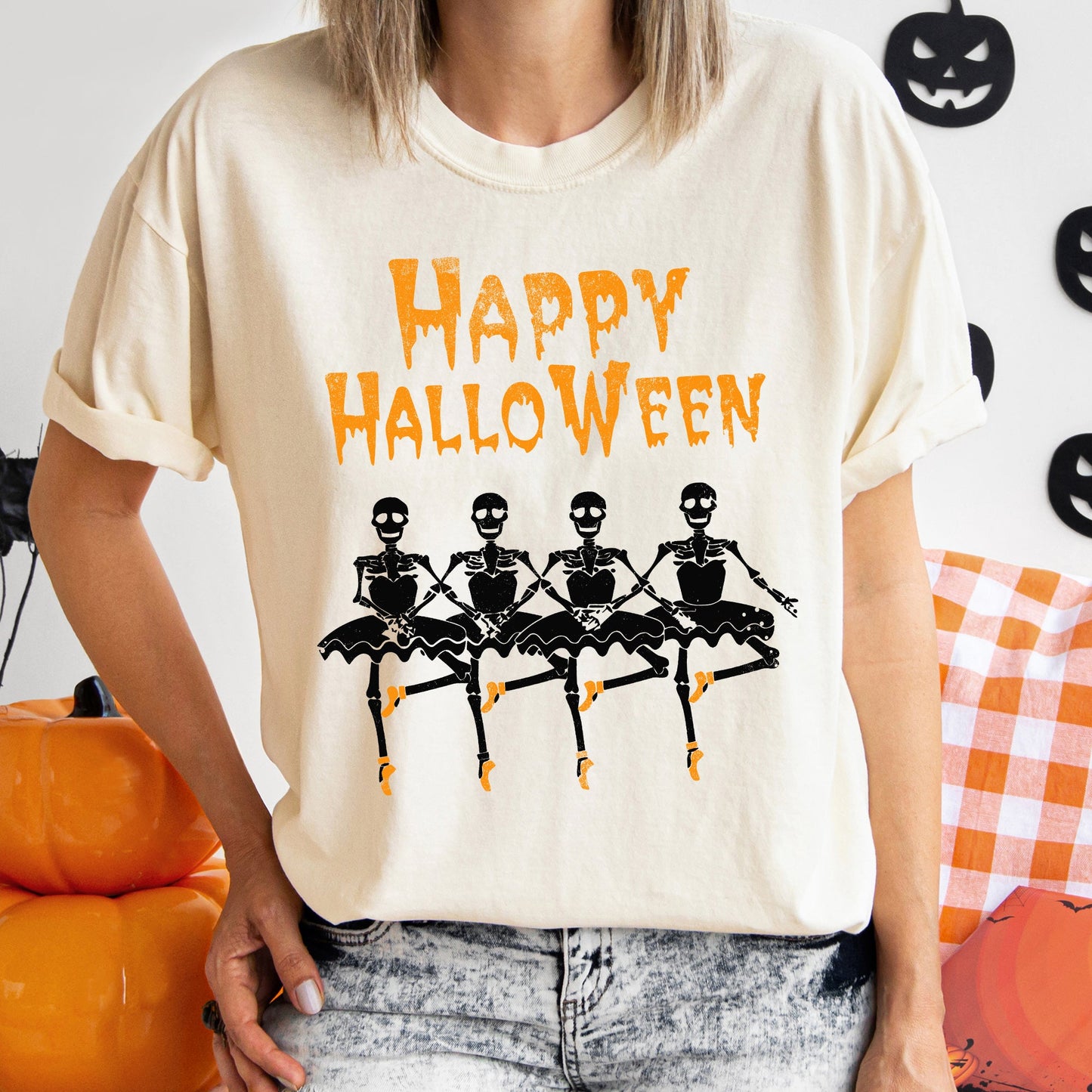 Happy Halloween Ballerinas Retro Comfort Colors Tshirt