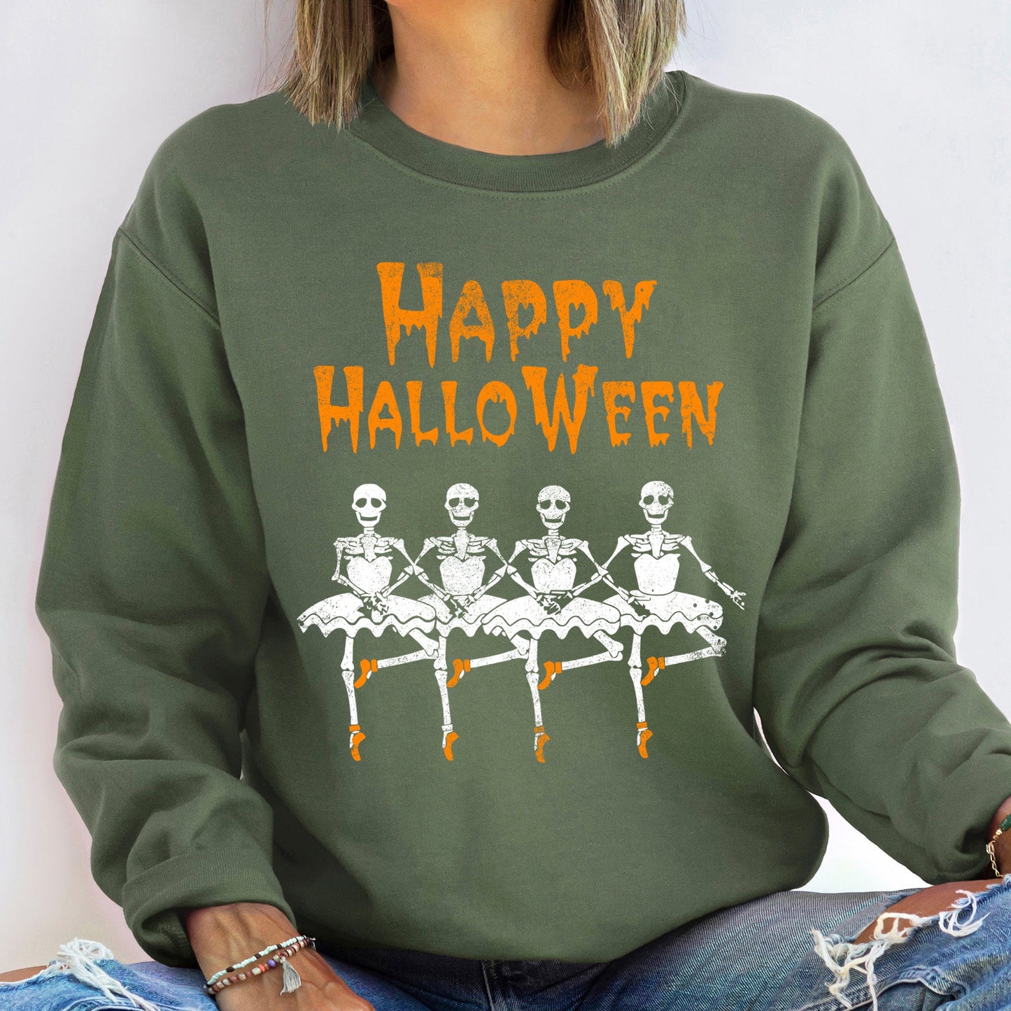 Halloween Ballerinas Vintage Sweatshirt Soft Fleece Unisex Refinery No. 1