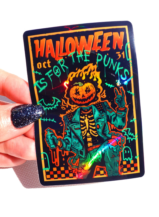 Holographic Skeleton Vinyl Punk Rock Halloween Sticker