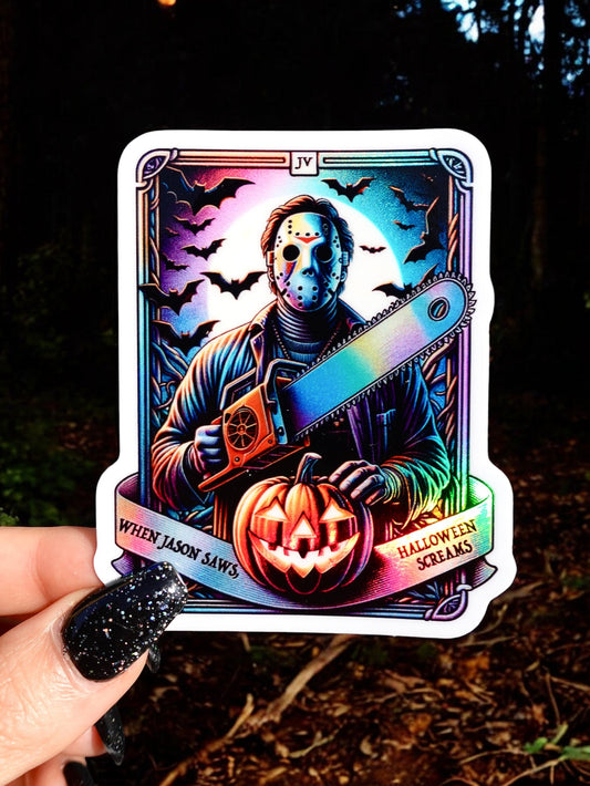 Halloween Screams Holographic Sticker Tarot Card UntamedEgo LLC