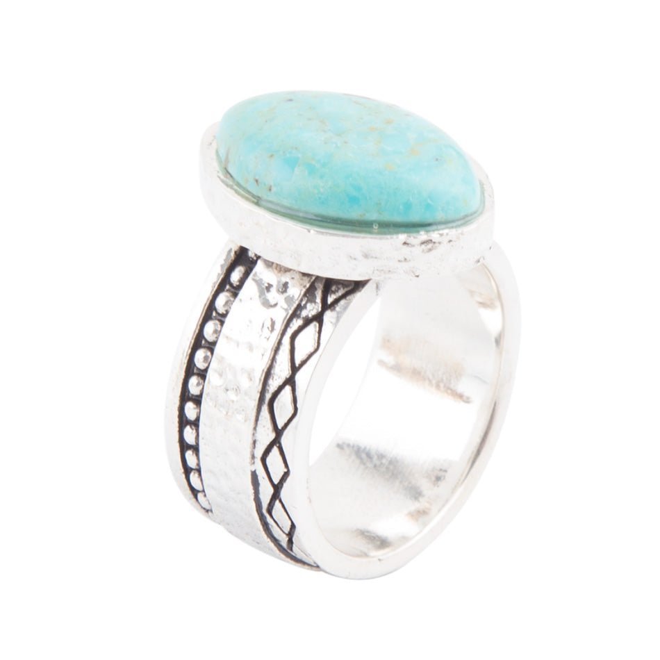 Hammered Blue Turquoise Sterling Silver Ring Barse Jewelry