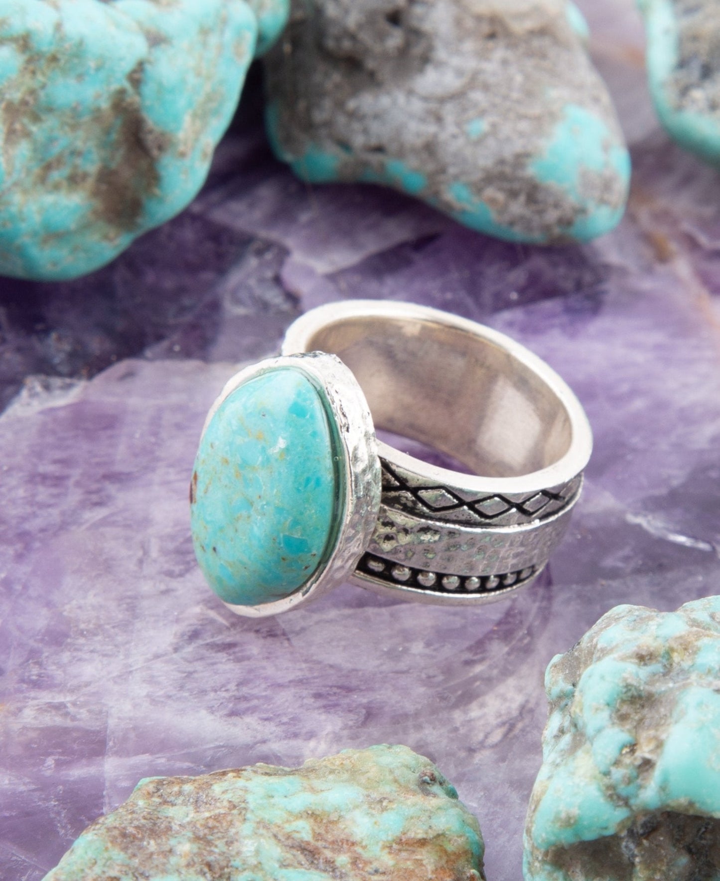 Hammered Blue Turquoise Sterling Silver Ring Barse Jewelry