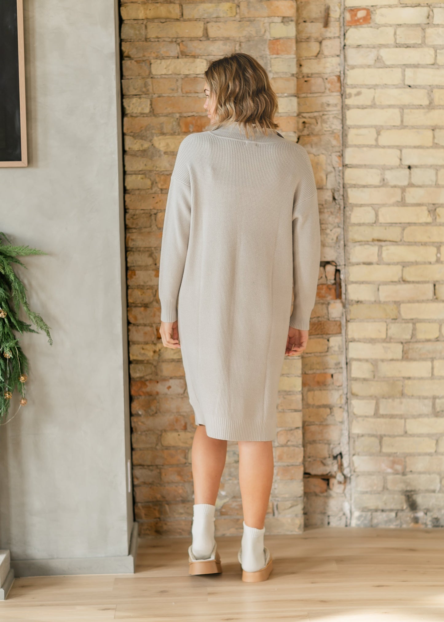 Hampton Taupe Waffle Knit Dress