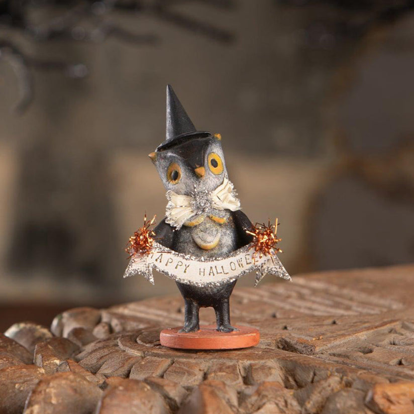 Happy Halloween Owl Festive Decor Figurine by Bethany Lowe Designs