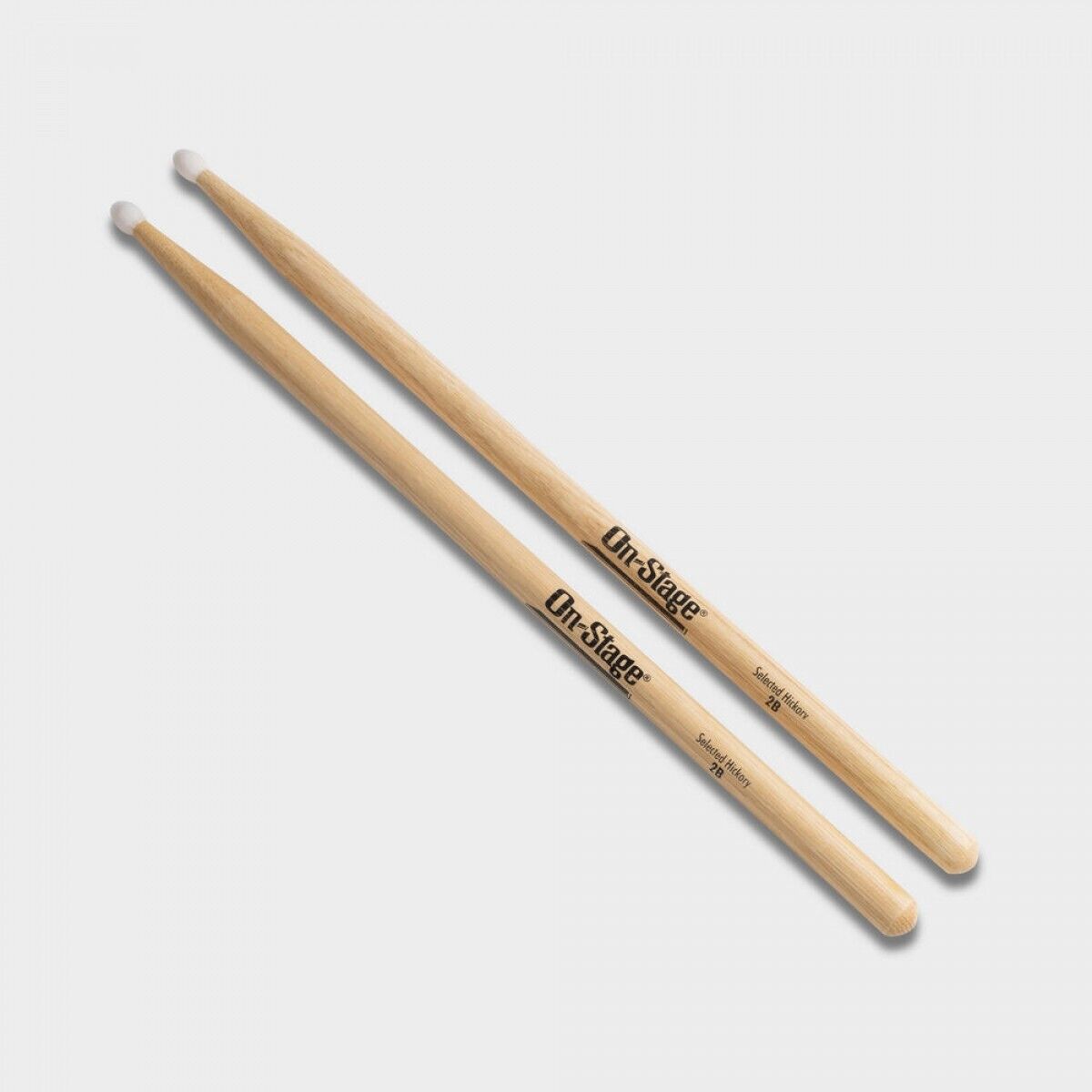 Hickory Nylon Tip Drumsticks 2B 12 Pair On-Stage HN2B