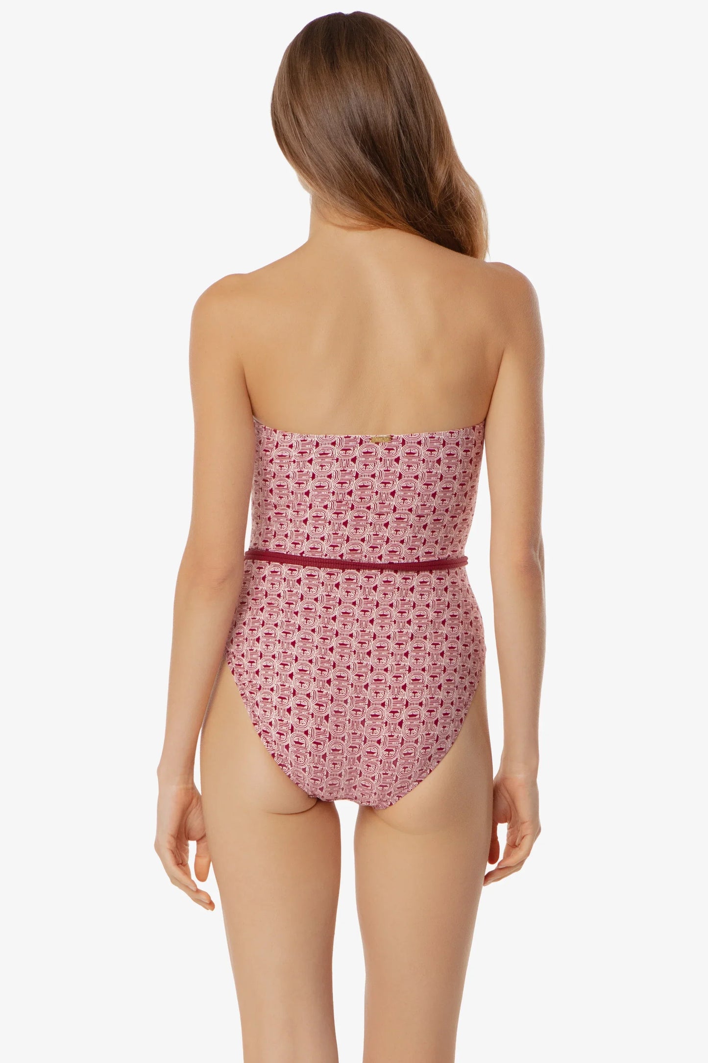 Belted Bandeau Strapless One-Piece Swimsuit Links