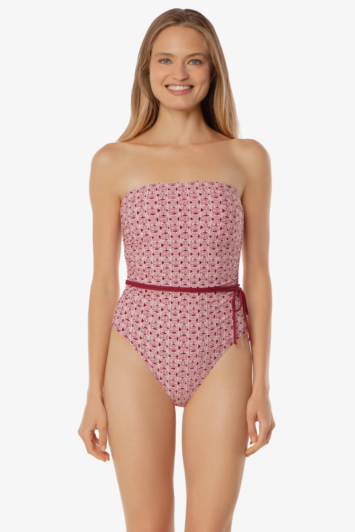Belted Bandeau Strapless One-Piece Swimsuit Links