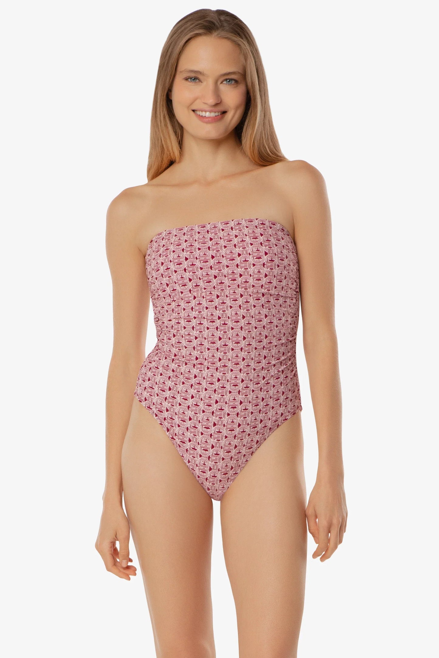Belted Bandeau Strapless One-Piece Swimsuit Links
