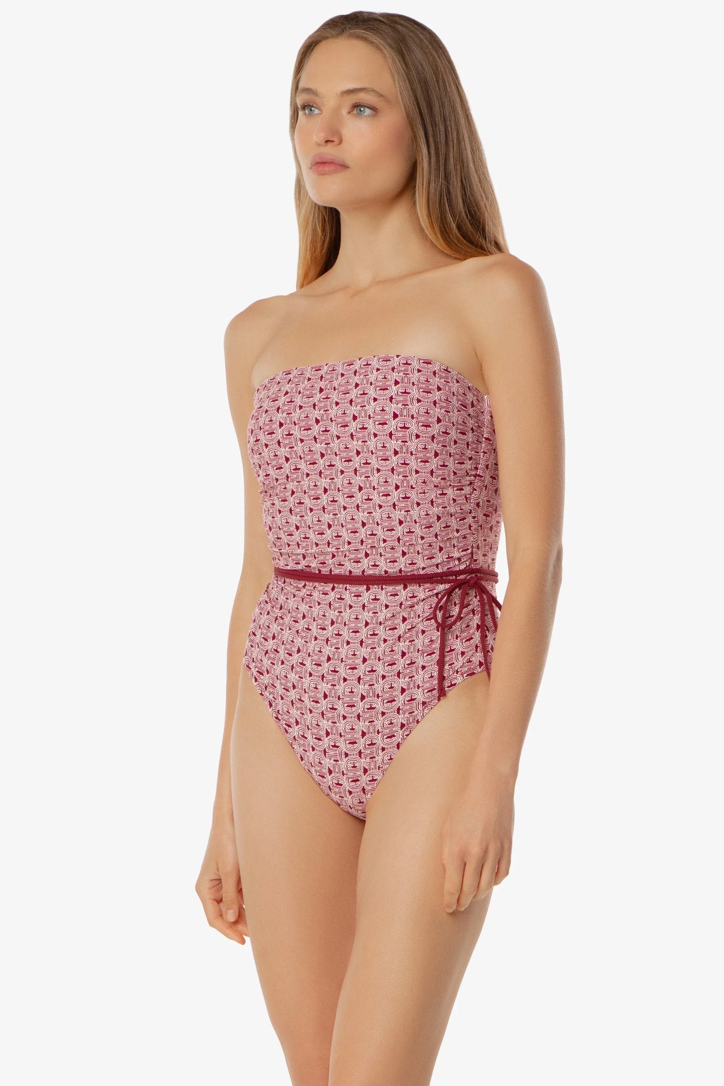 Belted Bandeau Strapless One-Piece Swimsuit Links