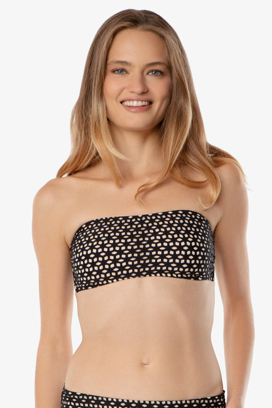 Hook Back Bandeau Top Black Laser Cut Swimwear Helen Jon