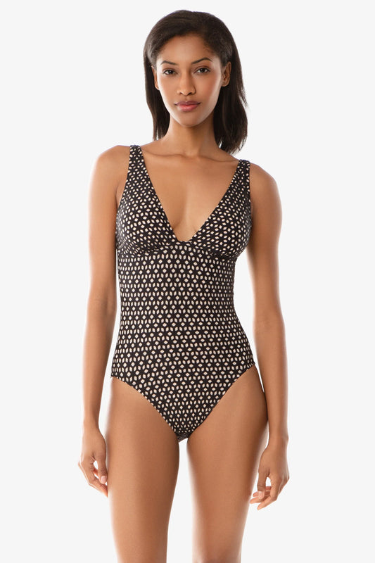 Black Laser Cut Juliette One-Piece Swimsuit Helen Jon
