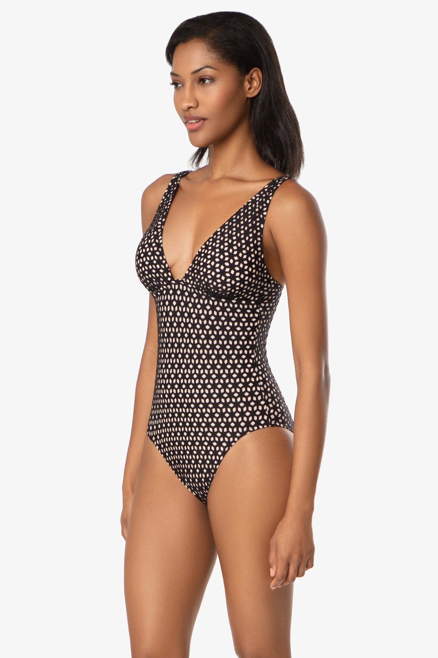 Black Laser Cut Juliette One-Piece Swimsuit Helen Jon