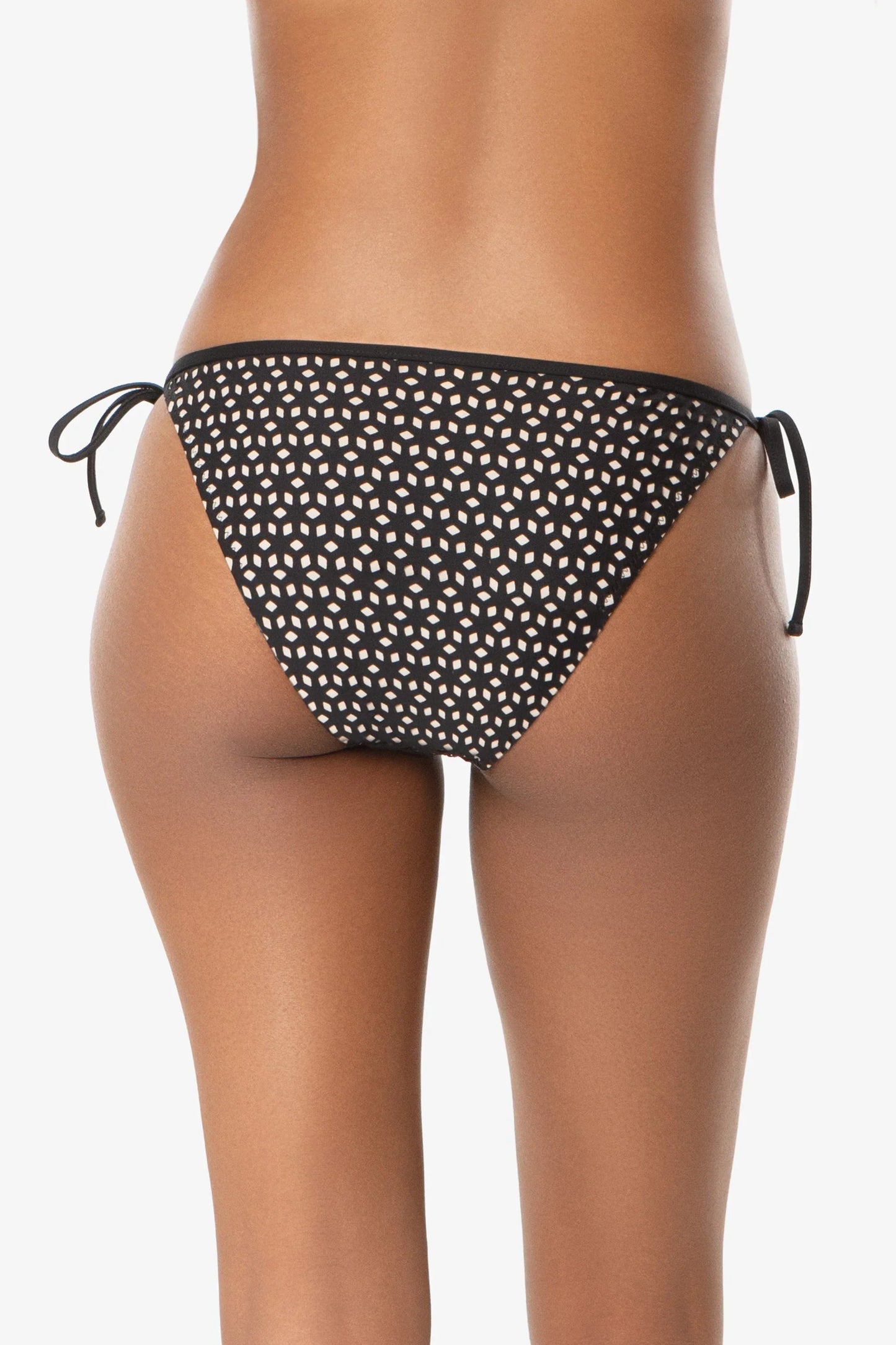 String Bikini Bottom Black Laser Cut with Binding