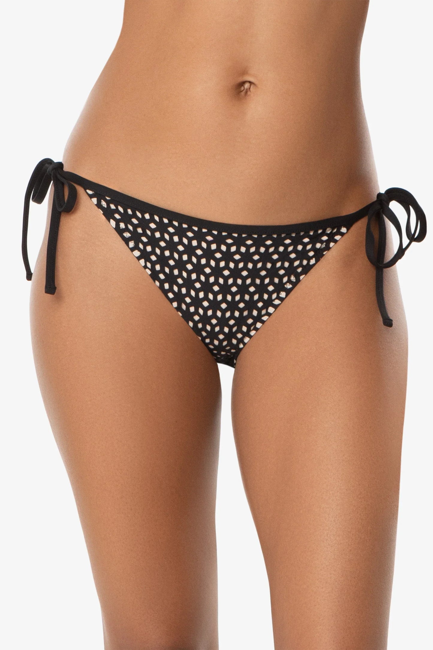 String Bikini Bottom Black Laser Cut with Binding