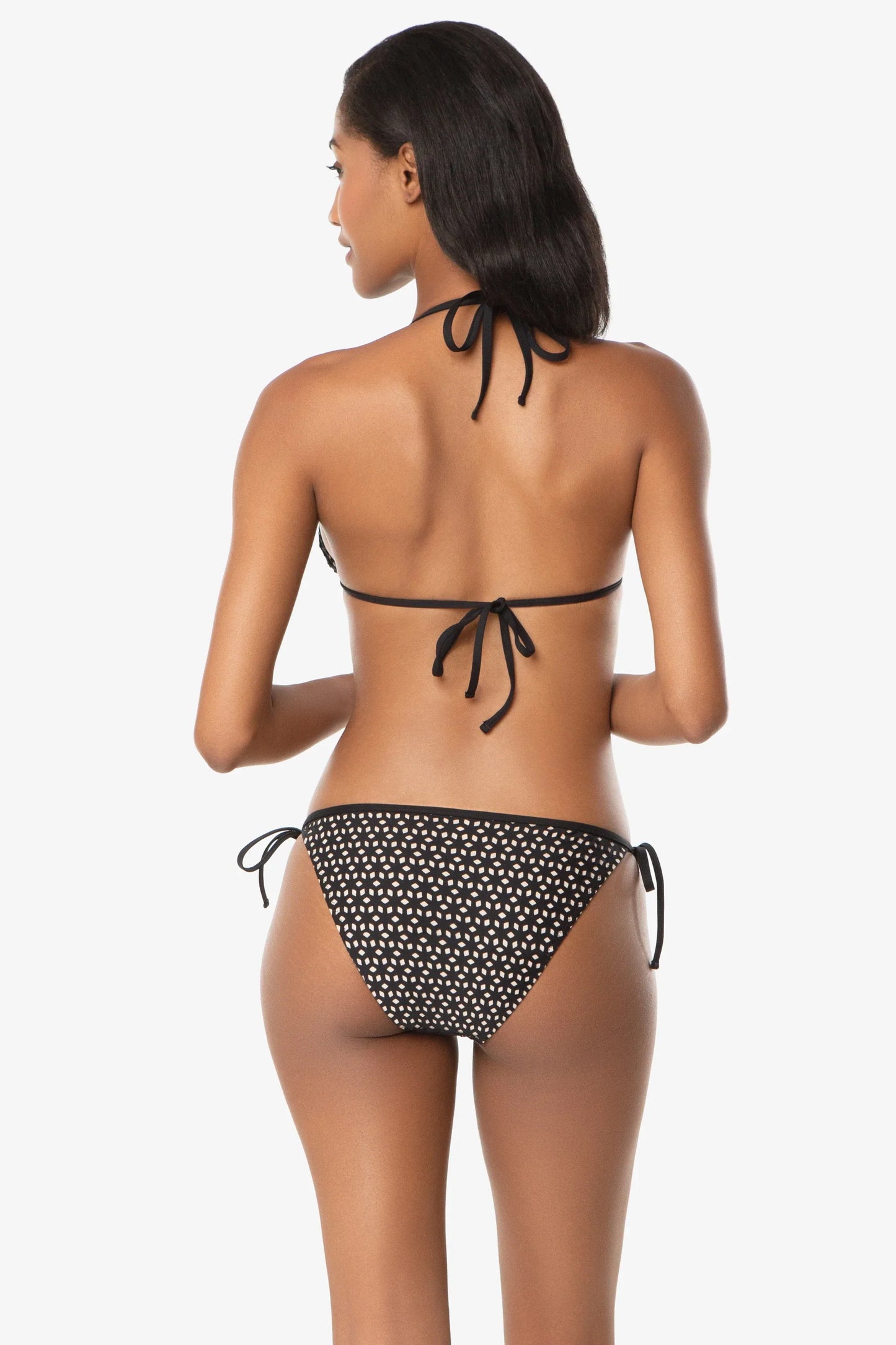 String Bikini Bottom Black Laser Cut with Binding