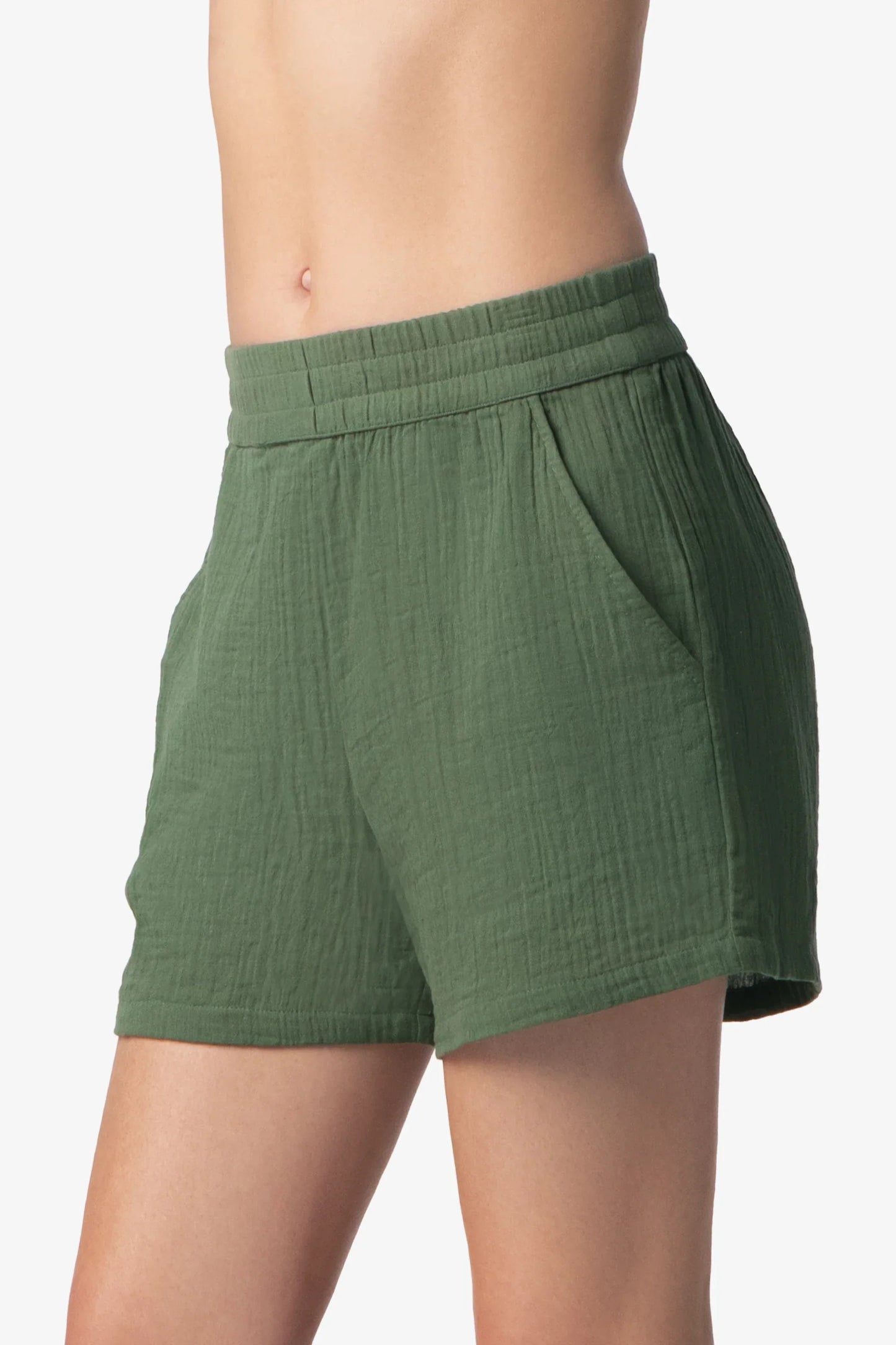 Island Fatigue Green Shorts Pull On 100% Organic Cotton
