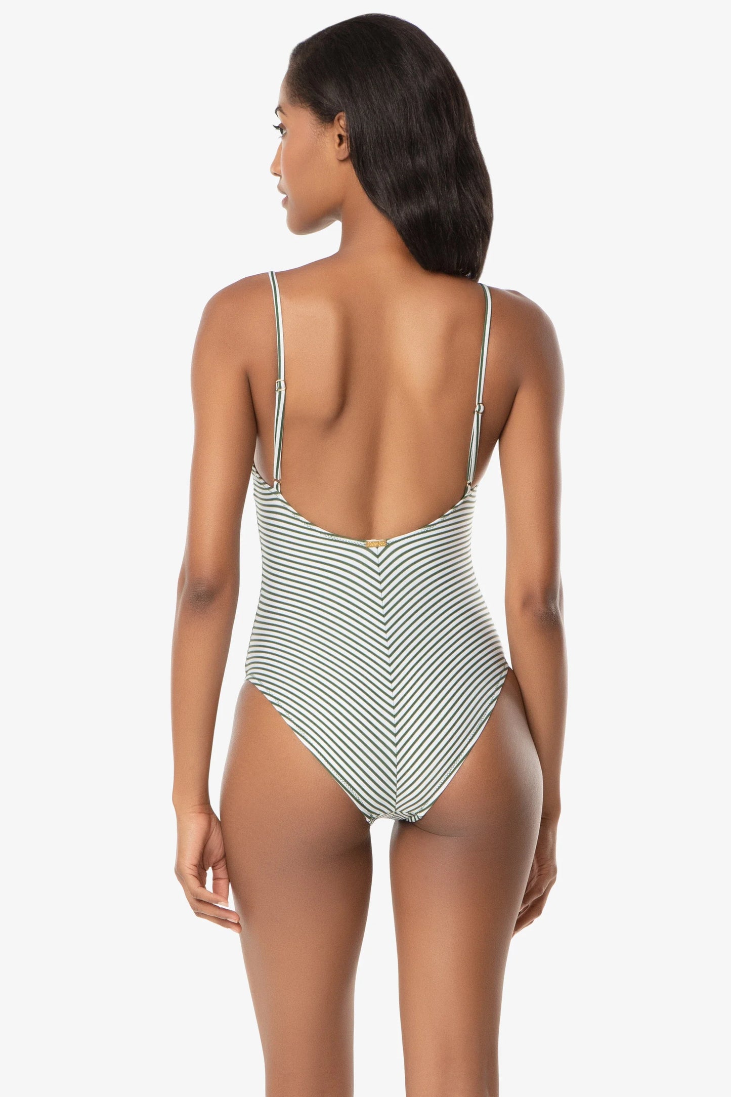 Fatigue Stripe Mitered One-Piece Swimsuit Helen Jon
