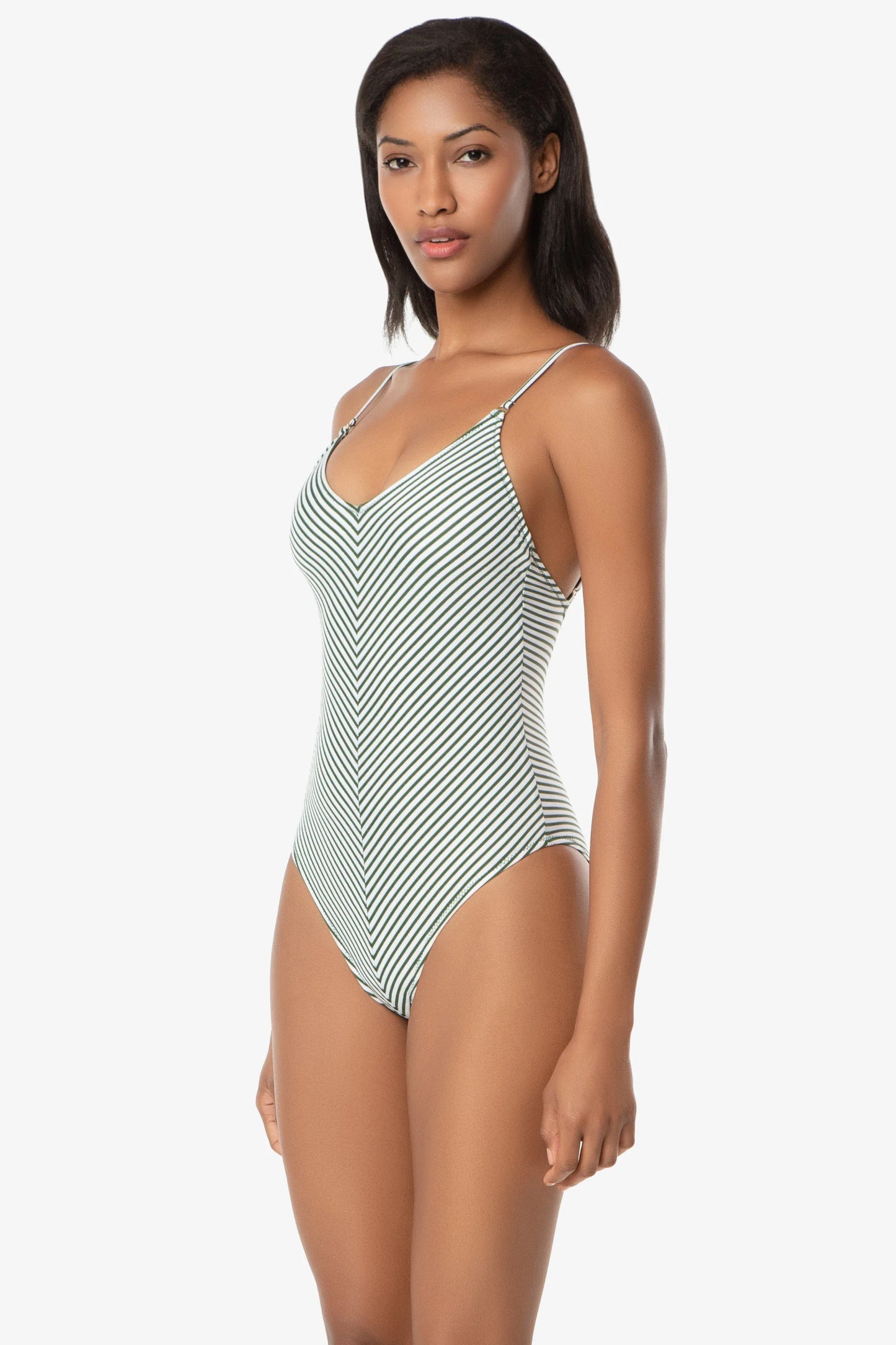 Fatigue Stripe Mitered One-Piece Swimsuit Helen Jon